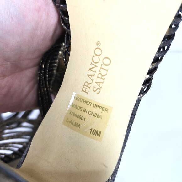 FRANCO SARTO Copper Cracked LEather Gladiator Ankle Strap Stilletoe Sandals - Picture 8 of 9